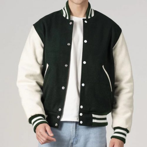 Men's Customizable Dartmouth Green & White All-Wool Varsity Jacket