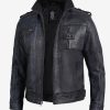Men's Black Biker Style Leather Jacket - The Icon Fashion