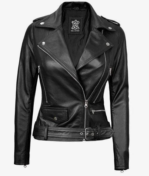 Marcella Women's Black Asymmetrical Moto Leather Jacket